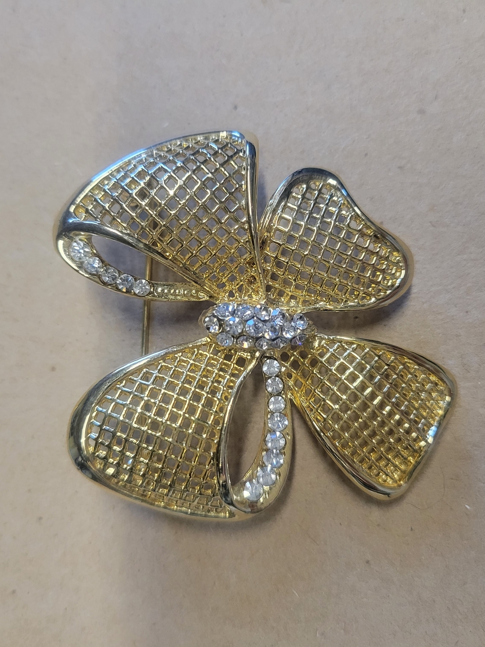 Gold Bow Crystal Brooch - Elegant Women’s Pin